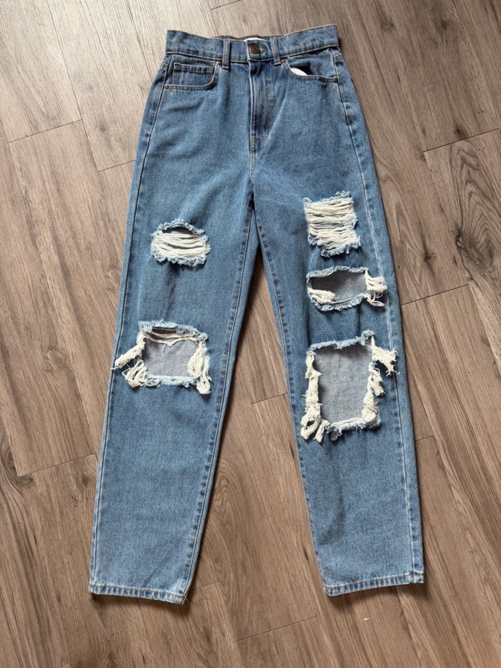 RSQ Light Blue Distressed Baggy Jean